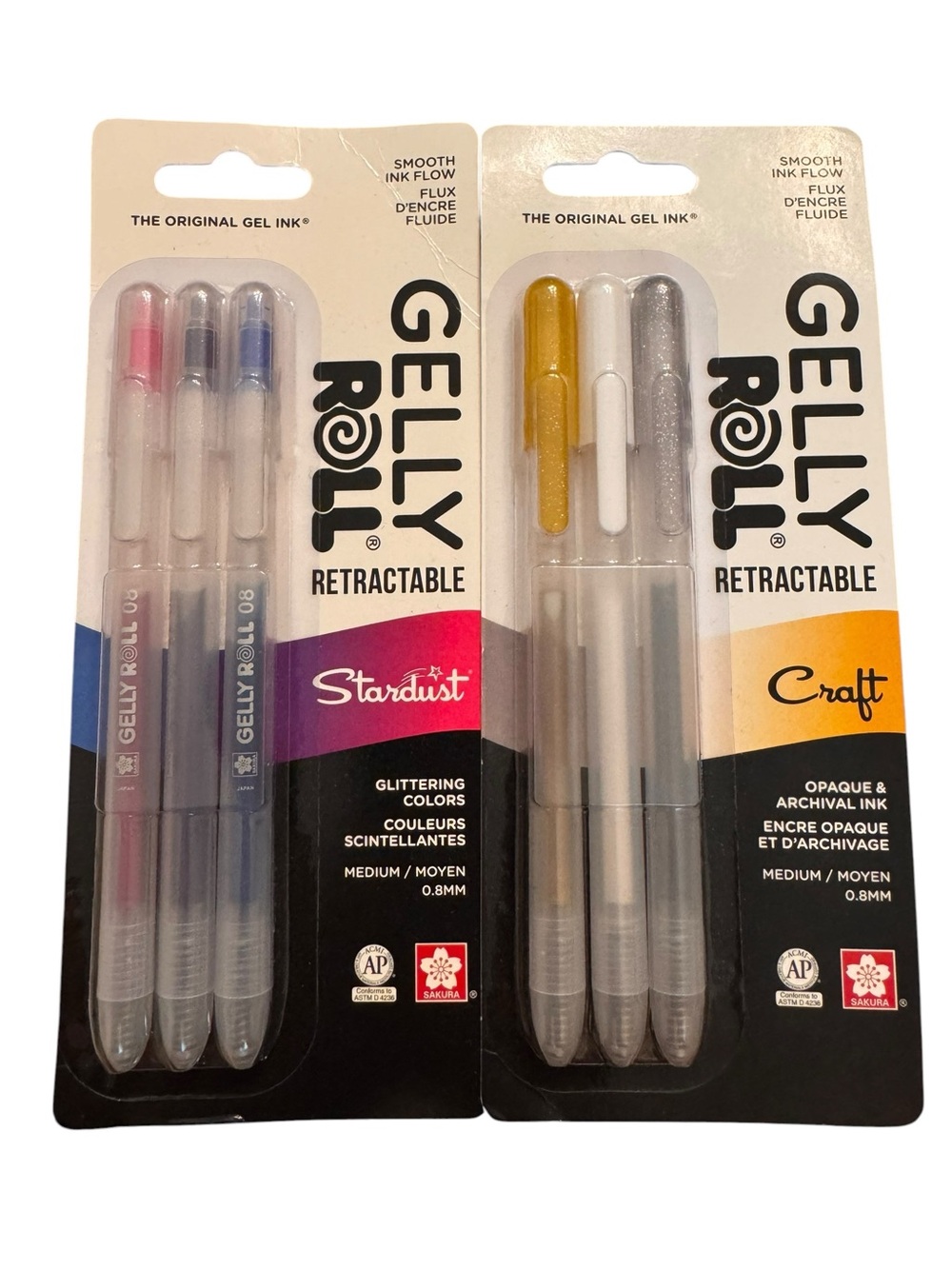 Sakura Gelly Roll Retractable Stardust and Craft Gel Pens Multicolor 6 Pens NEW